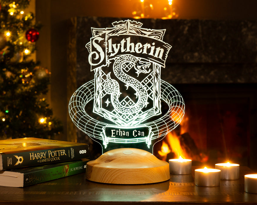 Kişiye Özel Harry Potter Hogwarts Slytherin Hediyesi, Harry Potter Slytherin, Hogwarts Hediyesi 3D Led Lamba