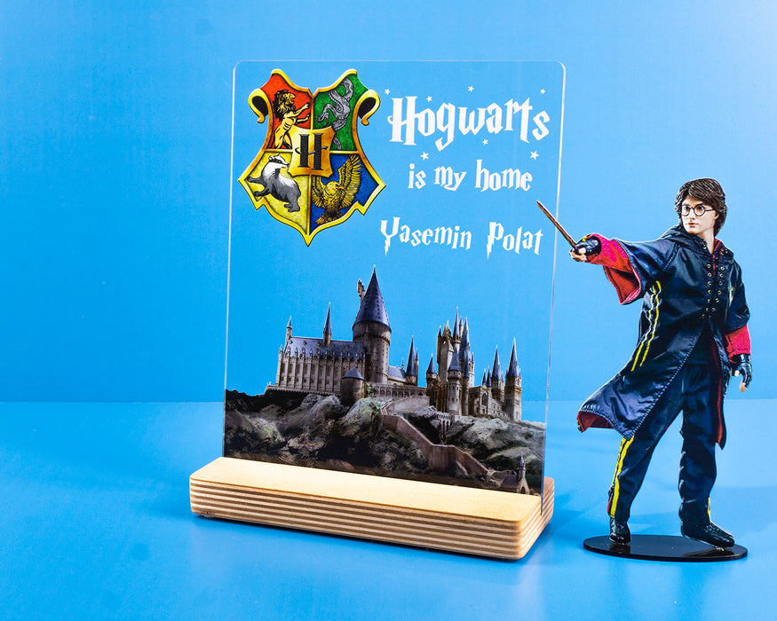 Kişiye Özel Pleksi Şeffaf Çerçeve Fotoğraflı Harry Potter Hogwarts Hediyesi Hediye Paketli