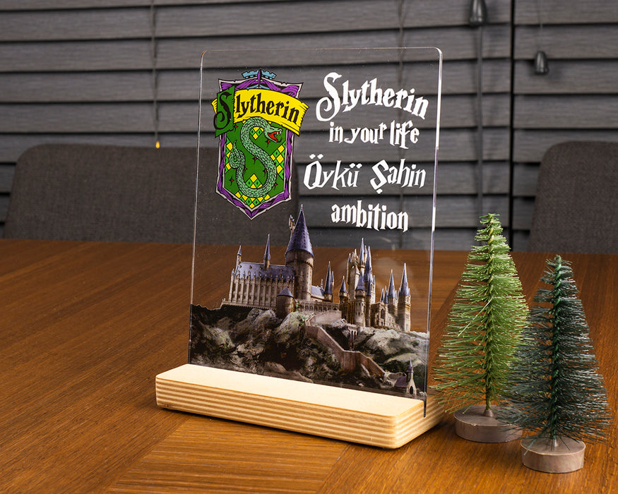 Kişiye Özel Pleksi Şeffaf Tablo Hogwarts Slytherin Binası Harry Potter Hediyesi