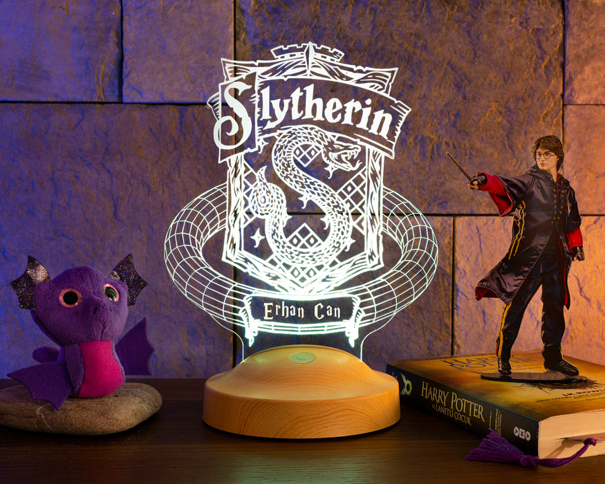 Kişiye Özel Harry Potter Hogwarts Slytherin Hediyesi, Harry Potter Slytherin, Hogwarts Hediyesi 3D Led Lamba