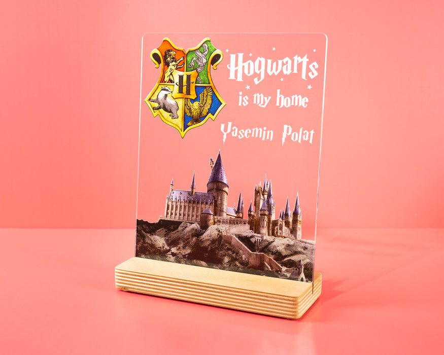 Kişiye Özel Pleksi Şeffaf Çerçeve Fotoğraflı Harry Potter Hogwarts Hediyesi Hediye Paketli