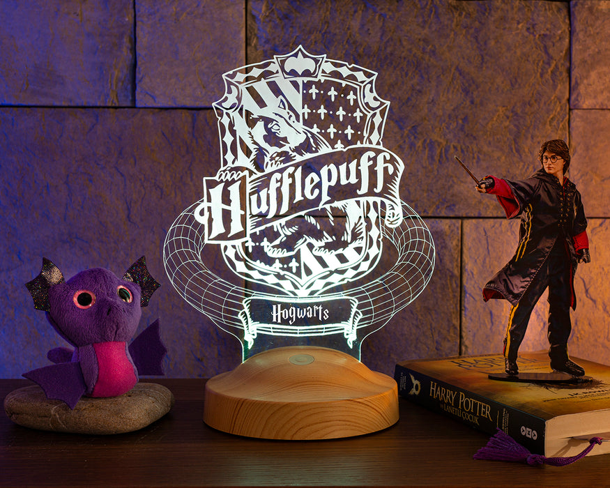 Kişiye Özel Harry Potter Hogwarts Hufflepuff Hediyesi, Harry Potter Hufflepuff, Hogwarts Hediyesi 3D Led Lamba