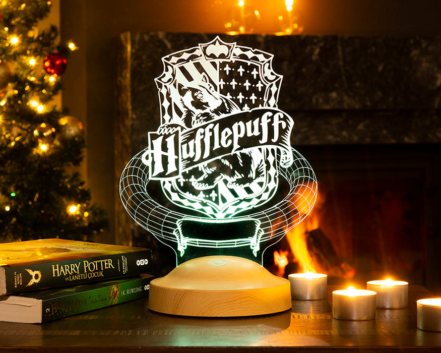 Kişiye Özel Harry Potter Hogwarts Hufflepuff Hediyesi, Harry Potter Hufflepuff, Hogwarts Hediyesi 3D Led Lamba