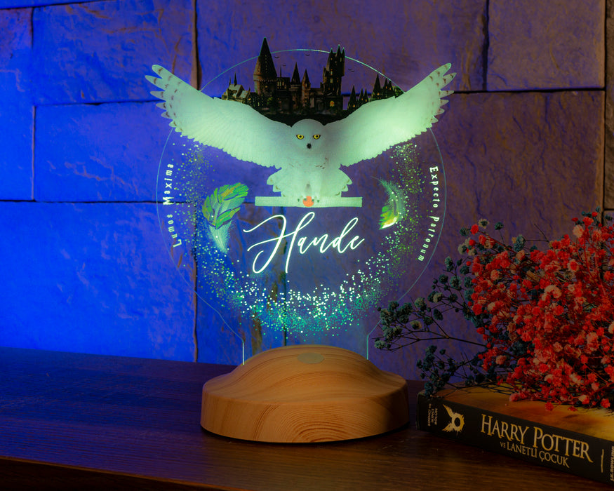 Harry Potter Hogwarts Hedwig Kişiye Özel 3D Led Lamba, Hediye Baykuş Gece Lambası, Harry Potter Hediyelik, Çocuk Odası Dekoru