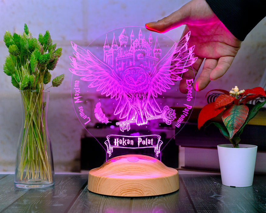Hedwig Tasarımlı Kişiye Özel 3D Baykuş Lamba – Harry Potter Hediyesi