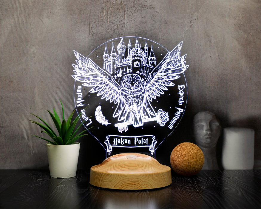 Hedwig Tasarımlı Kişiye Özel 3D Baykuş Lamba – Harry Potter Hediyesi