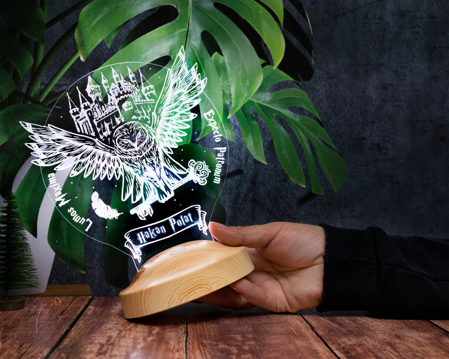 Hedwig Tasarımlı Kişiye Özel 3D Baykuş Lamba – Harry Potter Hediyesi