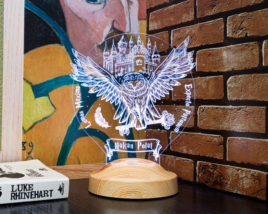 Hedwig Tasarımlı Kişiye Özel 3D Baykuş Lamba – Harry Potter Hediyesi