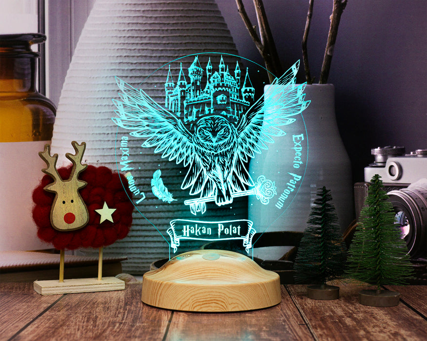 Hedwig Tasarımlı Kişiye Özel 3D Baykuş Lamba – Harry Potter Hediyesi