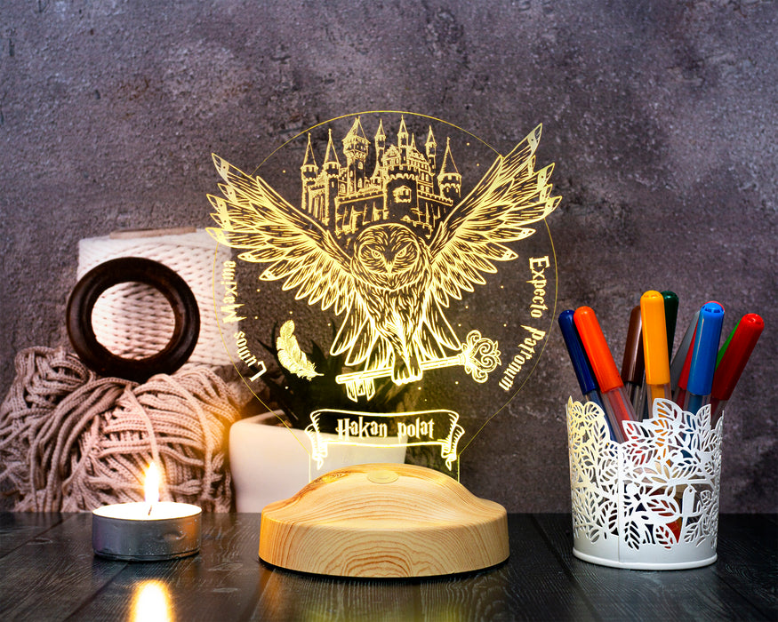 Hedwig Tasarımlı Kişiye Özel 3D Baykuş Lamba – Harry Potter Hediyesi