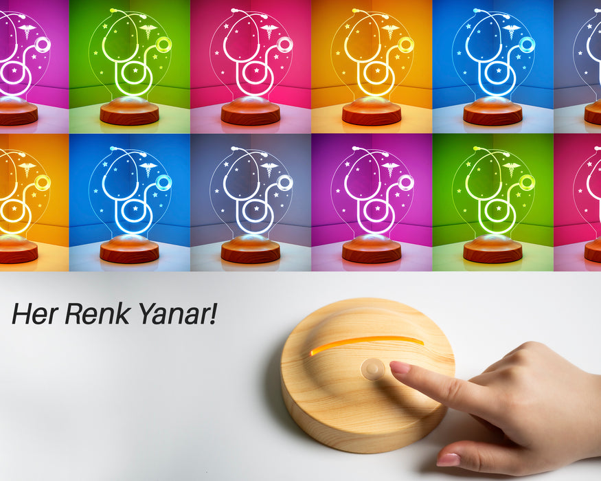 Hemşireler Günü Hediyesi, Hemşireye Hediye, Steteskop Kişiye Özel Led Lamba