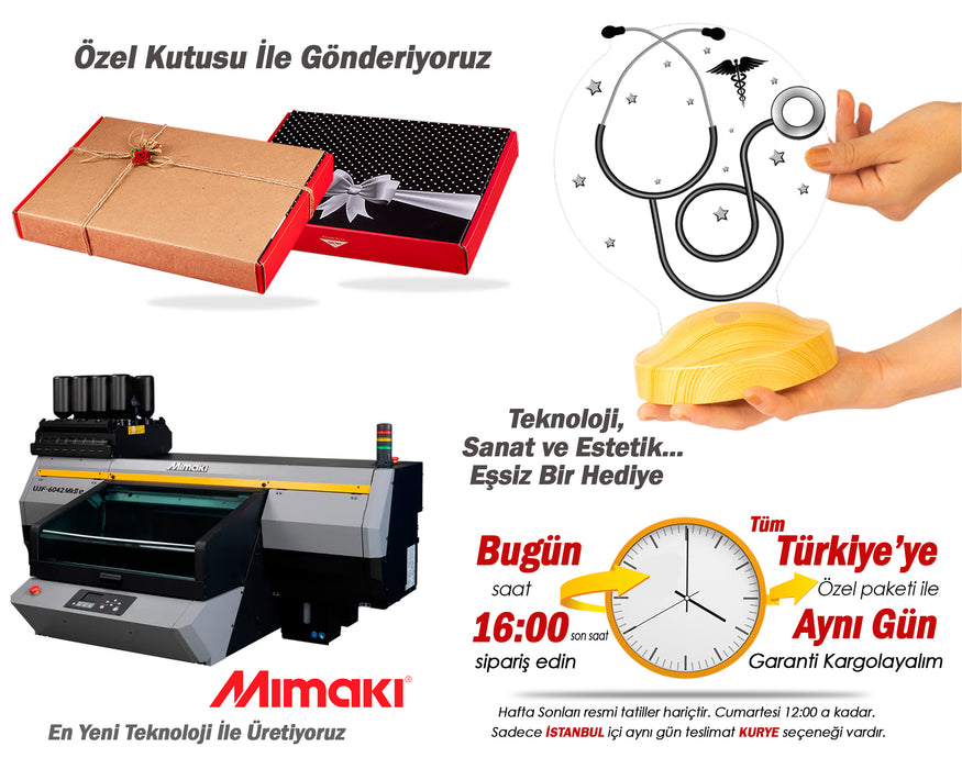 Hemşireler Günü Hediyesi, Hemşireye Hediye, Steteskop Kişiye Özel Led Lamba