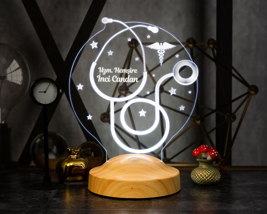 Hemşireler Günü Hediyesi, Hemşireye Hediye, Steteskop Kişiye Özel Led Lamba