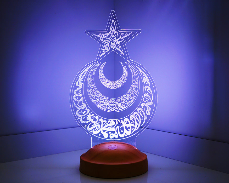 3 Boyutlu Ay Yıldız Hilal Led Lamba