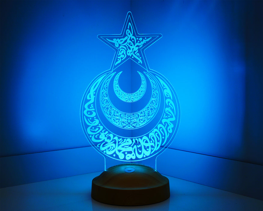 3 Boyutlu Ay Yıldız Hilal Led Lamba
