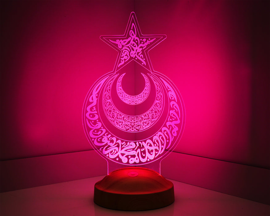 3 Boyutlu Ay Yıldız Hilal Led Lamba