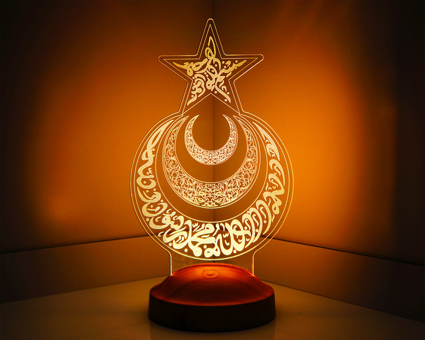 3 Boyutlu Ay Yıldız Hilal Led Lamba