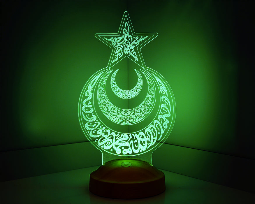 3 Boyutlu Ay Yıldız Hilal Led Lamba