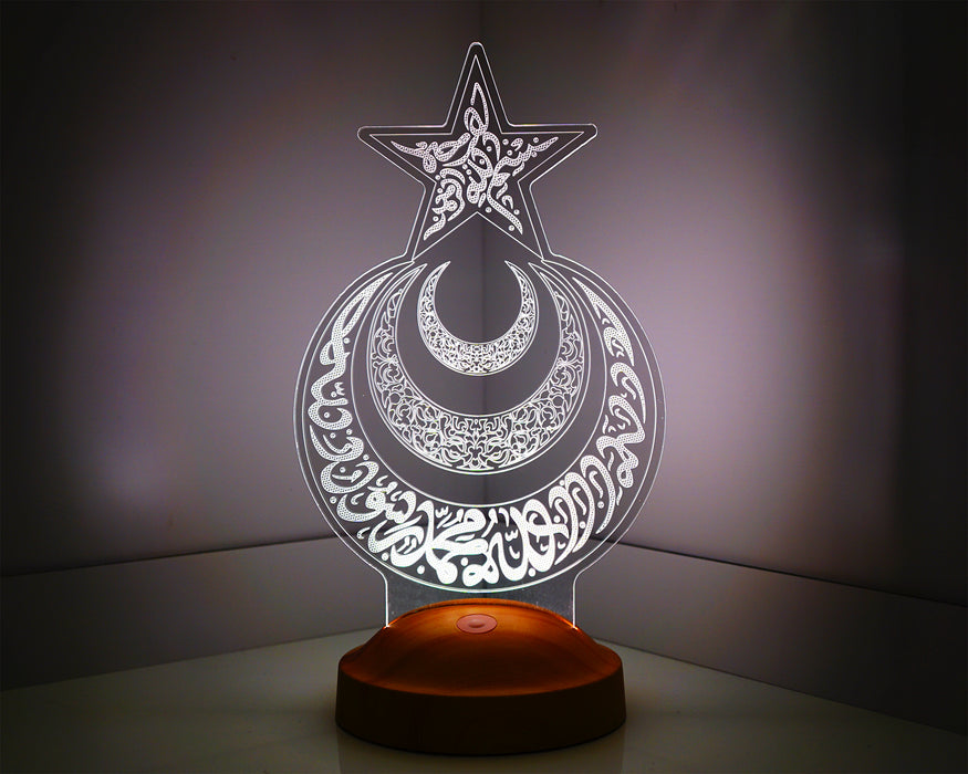 3 Boyutlu Ay Yıldız Hilal Led Lamba