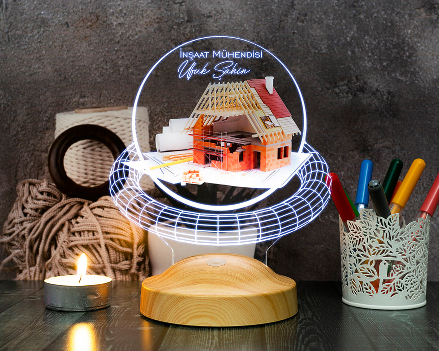 İnşaat Mühendisi ve Mimara Özel İsimli LED Lamba – Ofis Hediyesi