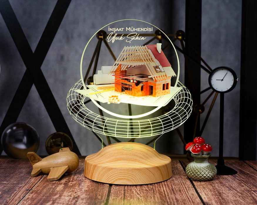 İnşaat Mühendisi ve Mimara Özel İsimli LED Lamba – Ofis Hediyesi