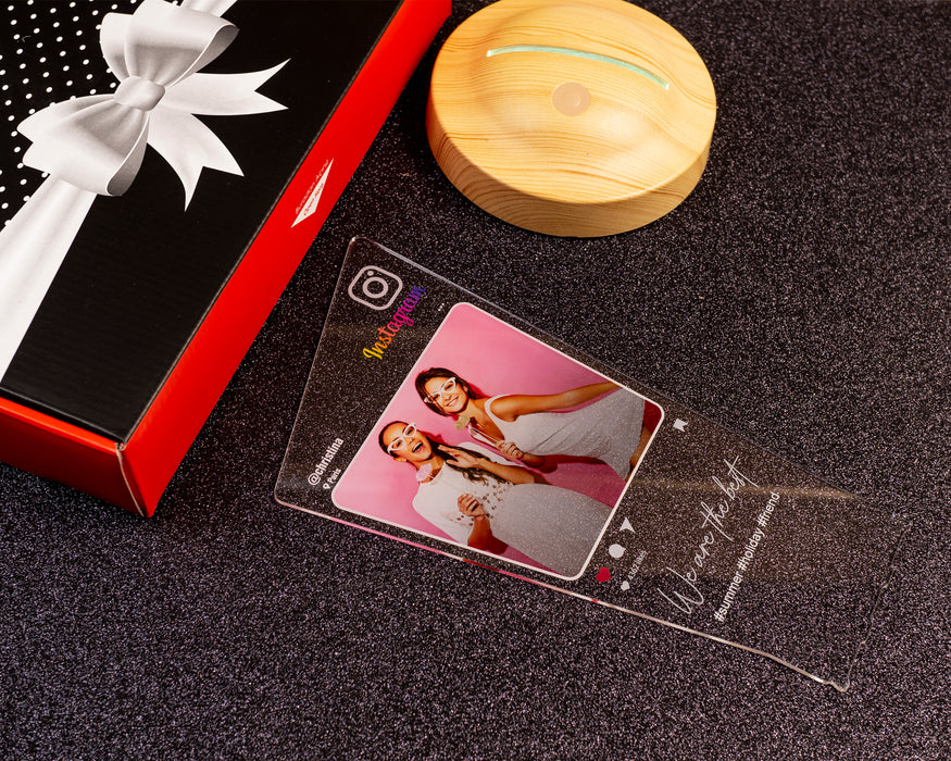 İnstagram Post Fotoğraflı Kişiye Özel Resimli Gece Lambası, 3D Led Lamba, Arkadaş Hediyesi İnstagram Çerçeve