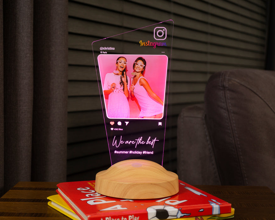 İnstagram Post Fotoğraflı Kişiye Özel Resimli Gece Lambası, 3D Led Lamba, Arkadaş Hediyesi İnstagram Çerçeve