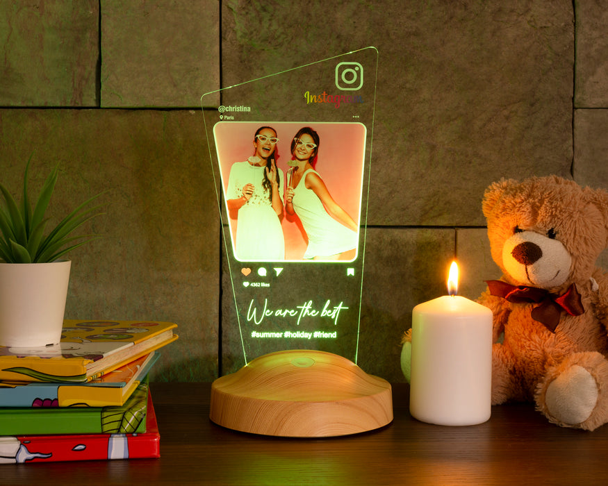 İnstagram Post Fotoğraflı Kişiye Özel Resimli Gece Lambası, 3D Led Lamba, Arkadaş Hediyesi İnstagram Çerçeve