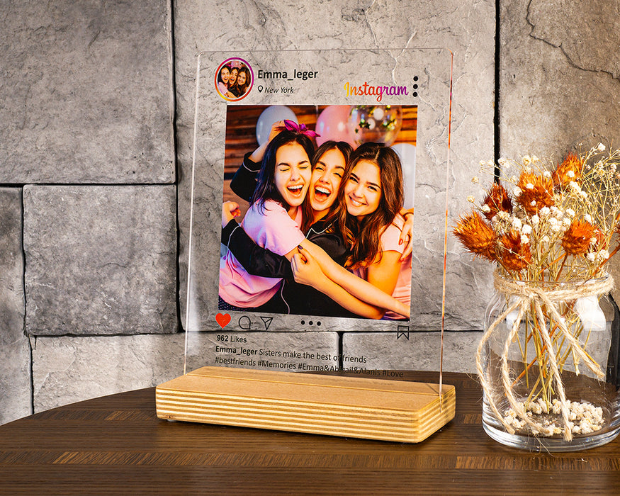 Kişiye Özel Pleksi Şeffaf Tablo Fotoğraflı İnstagram Post Hediyesi Özel Hediye Paketli