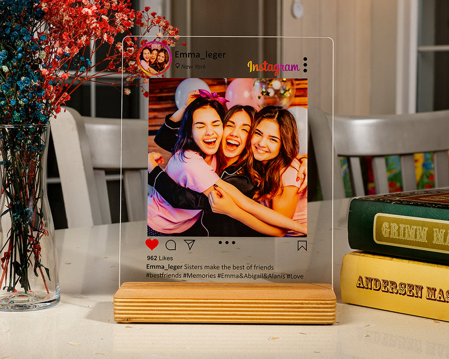 Kişiye Özel Pleksi Şeffaf Tablo Fotoğraflı İnstagram Post Hediyesi Özel Hediye Paketli