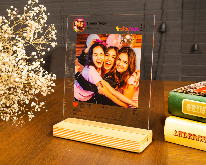 Kişiye Özel Pleksi Şeffaf Tablo Fotoğraflı İnstagram Post Hediyesi Özel Hediye Paketli