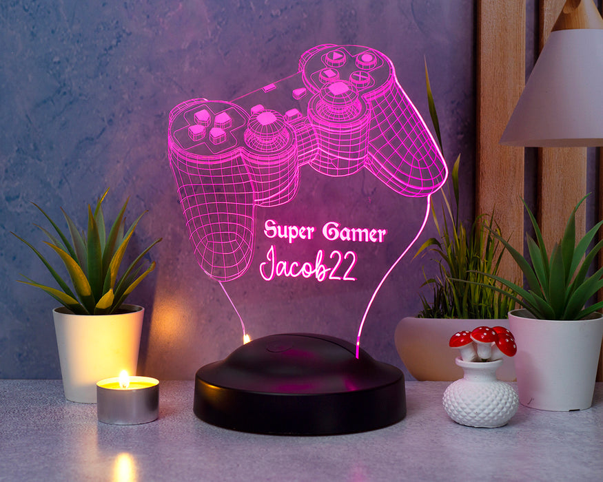 Joystick Tasarımlı Kişiye Özel 3D Gamer Lamba – Oyunculara Konsol Tasarımlı Hediye