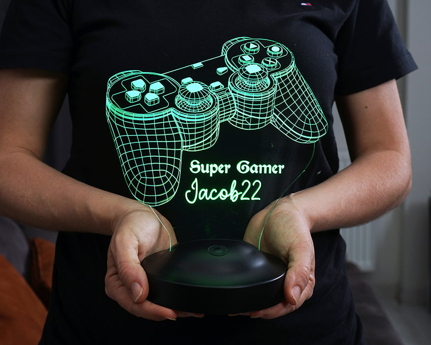 Joystick Tasarımlı Kişiye Özel 3D Gamer Lamba – Oyunculara Konsol Tasarımlı Hediye