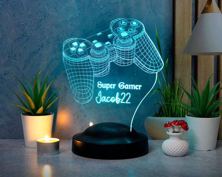 Joystick Tasarımlı Kişiye Özel 3D Gamer Lamba – Oyunculara Konsol Tasarımlı Hediye