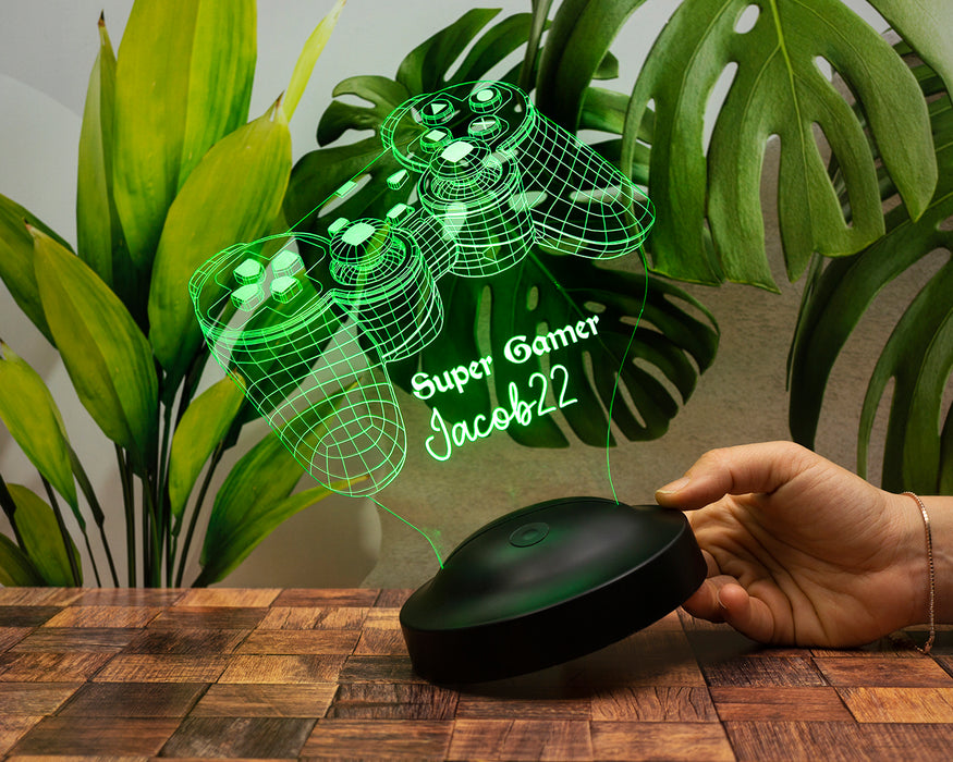 Joystick Tasarımlı Kişiye Özel 3D Gamer Lamba – Oyunculara Konsol Tasarımlı Hediye