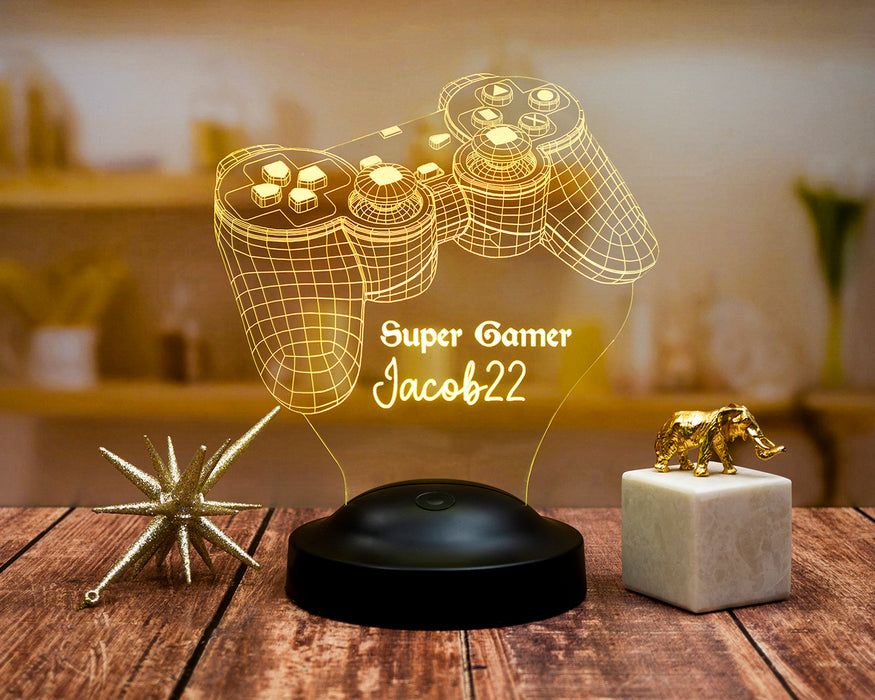 Joystick Tasarımlı Kişiye Özel 3D Gamer Lamba – Oyunculara Konsol Tasarımlı Hediye