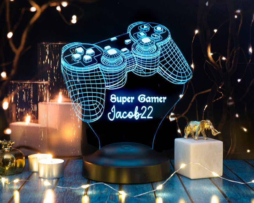 Joystick Tasarımlı Kişiye Özel 3D Gamer Lamba – Oyunculara Konsol Tasarımlı Hediye