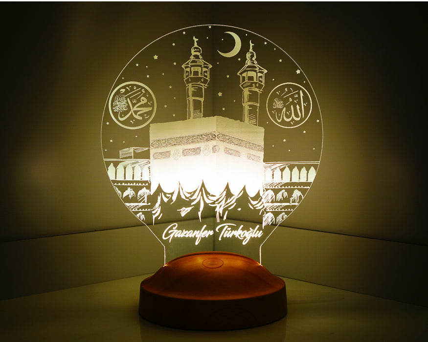 Kişiye Özel İslam Ve Kabe Led Lamba, Dini Hediye Led Lamba