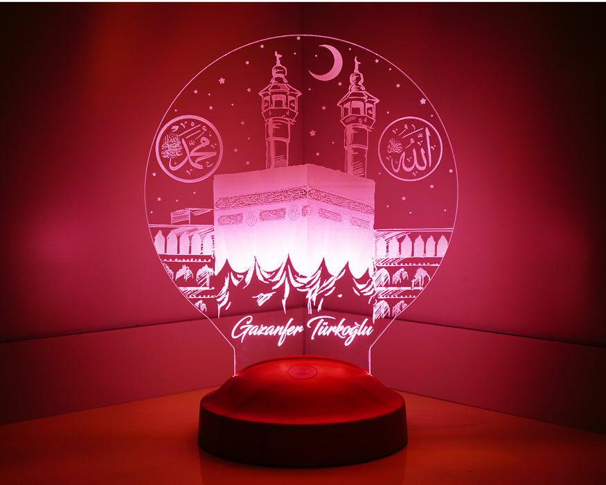 Kişiye Özel İslam Ve Kabe Led Lamba, Dini Hediye Led Lamba