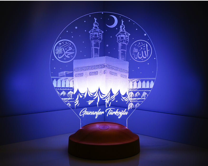 Kişiye Özel İslam Ve Kabe Led Lamba, Dini Hediye Led Lamba