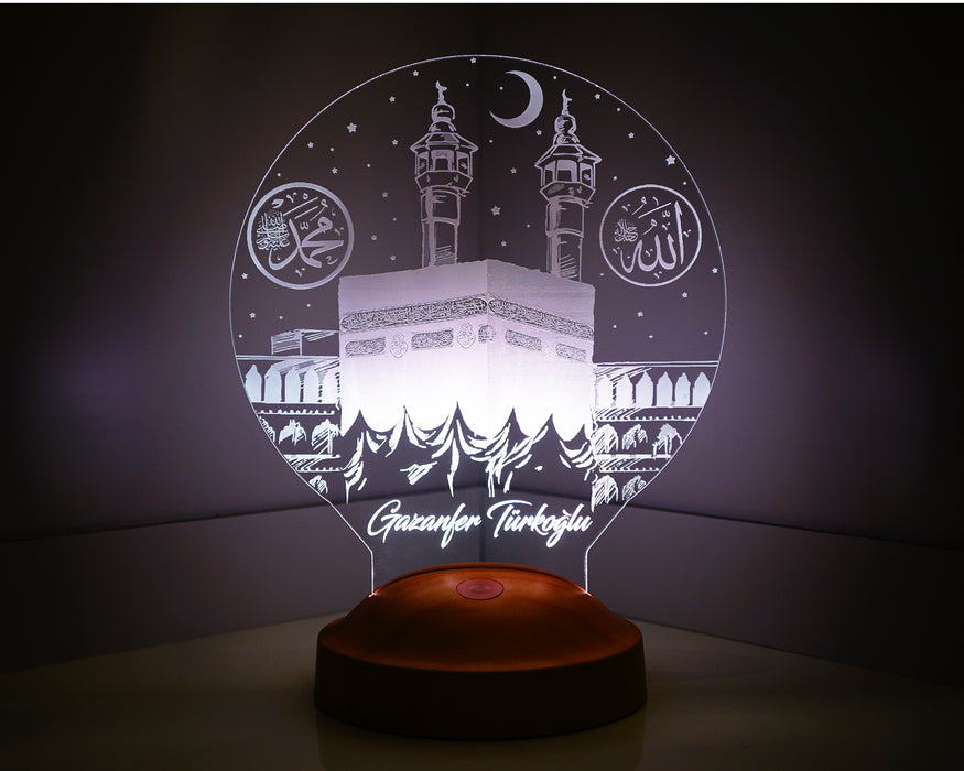 Kişiye Özel İslam Ve Kabe Led Lamba, Dini Hediye Led Lamba