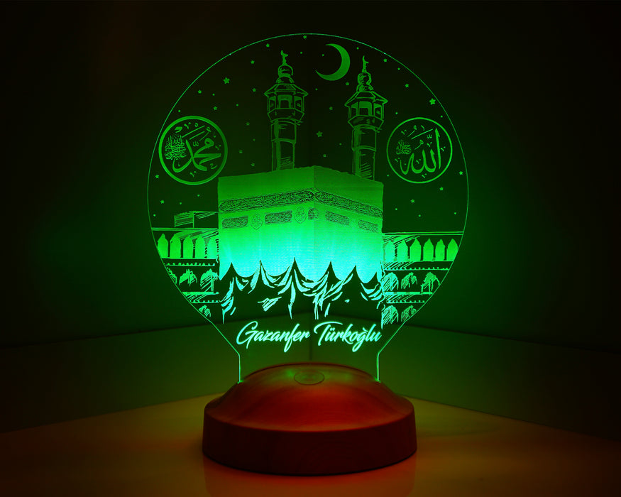 Kişiye Özel İslam Ve Kabe Led Lamba, Dini Hediye Led Lamba