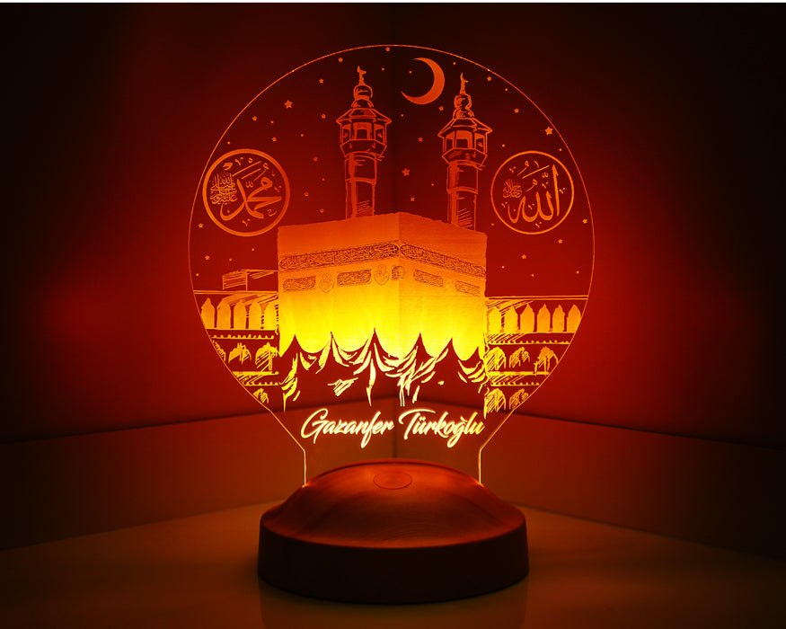 Kişiye Özel İslam Ve Kabe Led Lamba, Dini Hediye Led Lamba