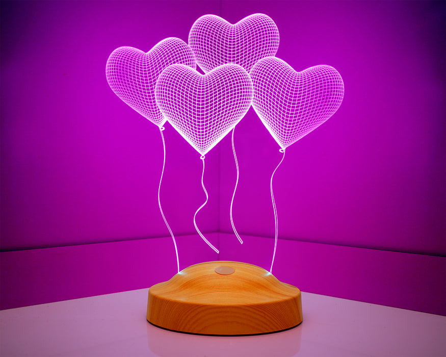 Sevgiliye Hediye Kalpler, Sevgililer Günü Hediyesi Kişiye Özel Kalpli 3D Led Lamba