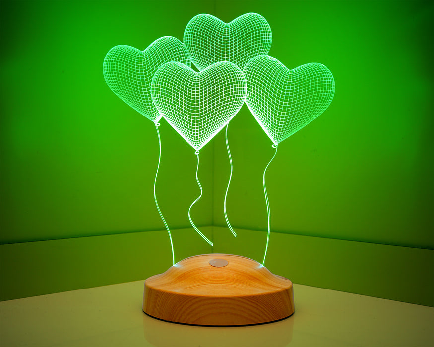 Sevgiliye Hediye Kalpler, Sevgililer Günü Hediyesi Kişiye Özel Kalpli 3D Led Lamba