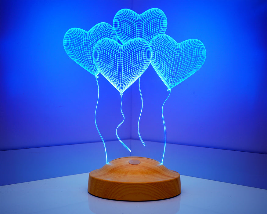 Doğum Günü Hediyesi Kalpli, Uçan Kalpler Kişiye Özel 3D Led Lamba