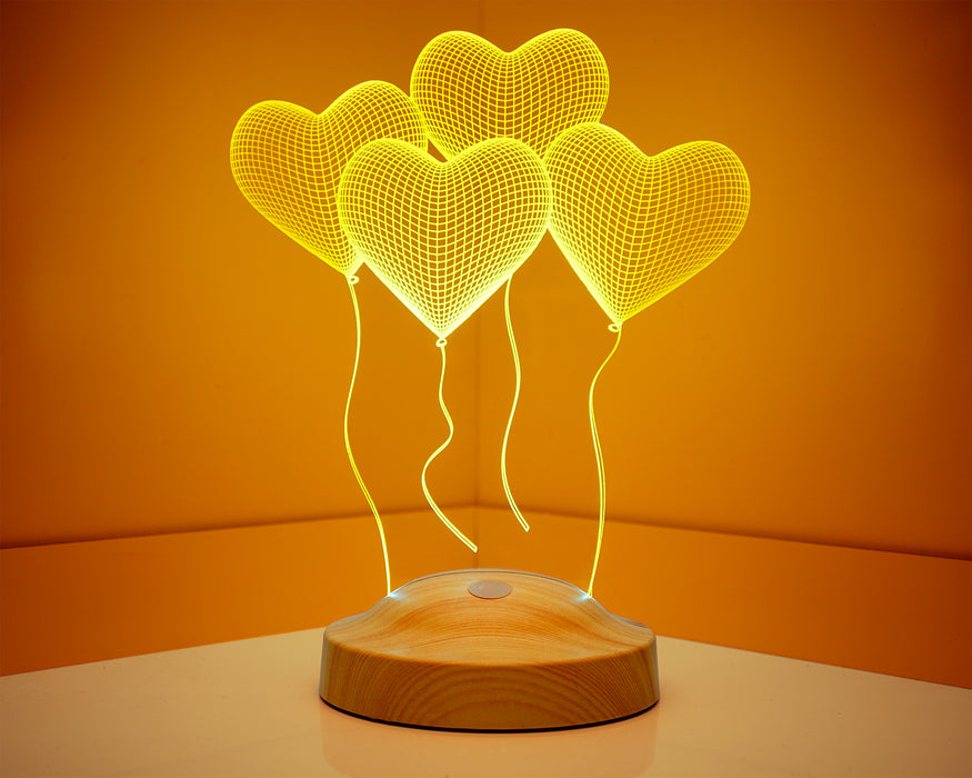 Sevgiliye Hediye Kalpler, Sevgililer Günü Hediyesi Kişiye Özel Kalpli 3D Led Lamba