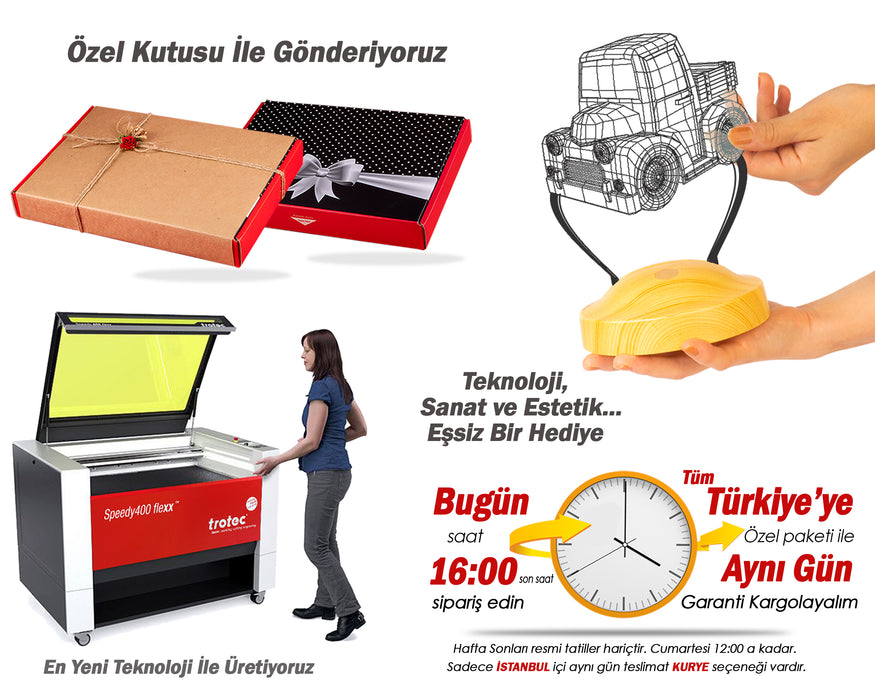 Kişiye Özel Çocuk Odası Aydınlatması Kamyon Led Lamba