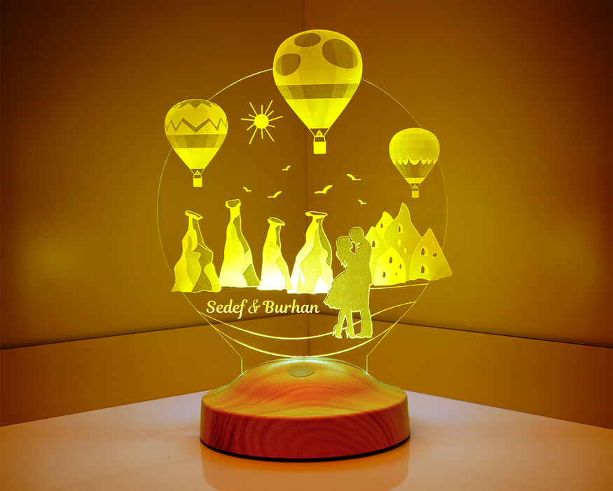 Kapadokya Peri Bacaları Hediyesi Kişiye Özel Led Lamba