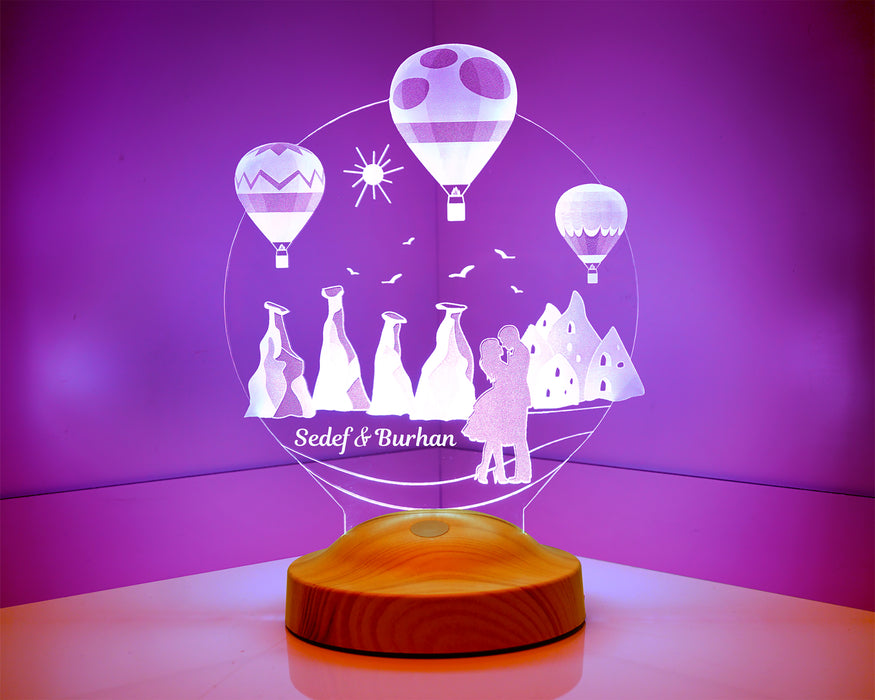 Kapadokya Peri Bacaları Hediyesi Kişiye Özel Led Lamba